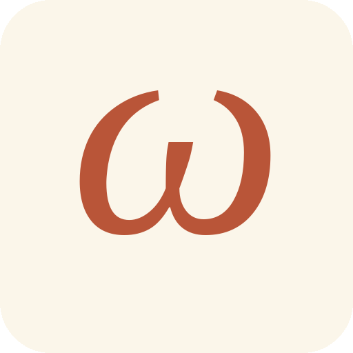 Logo Oméga Trois : symbole stylisé en forme de w couleur terre sur fond clair, évoquant la nature et le bien-être.